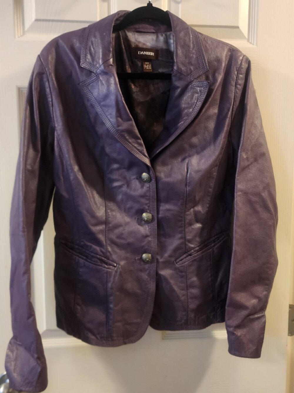 Danier Women's Genuine Leather Jacket in Plum - UK Size 14-16